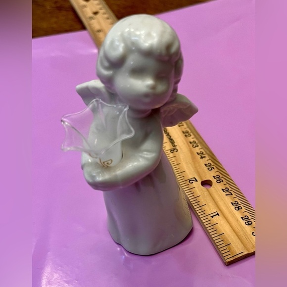 Schmid Bros Porcelain Angel Holding vase etched in gold Christmas Holiday Gift - Picture 3 of 12
